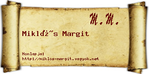 Miklós Margit névjegykártya